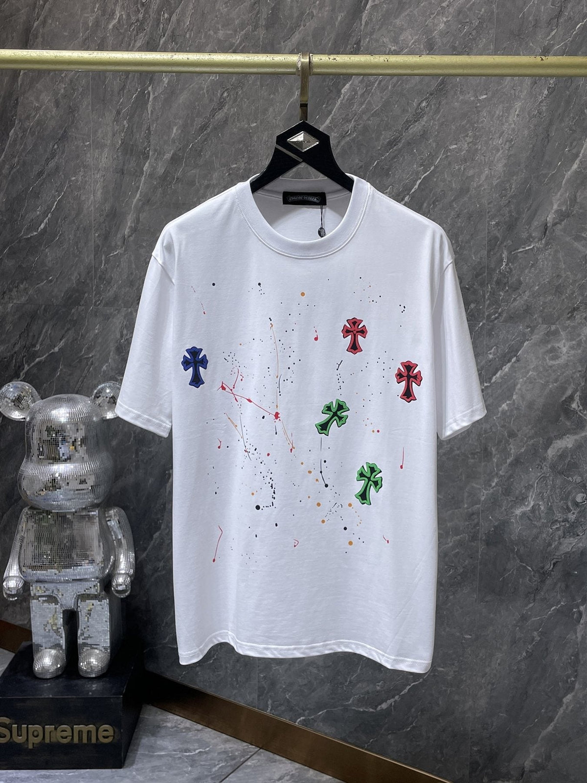 Chrome Hearts Cross Paint Splatter Graphic T-Shirt