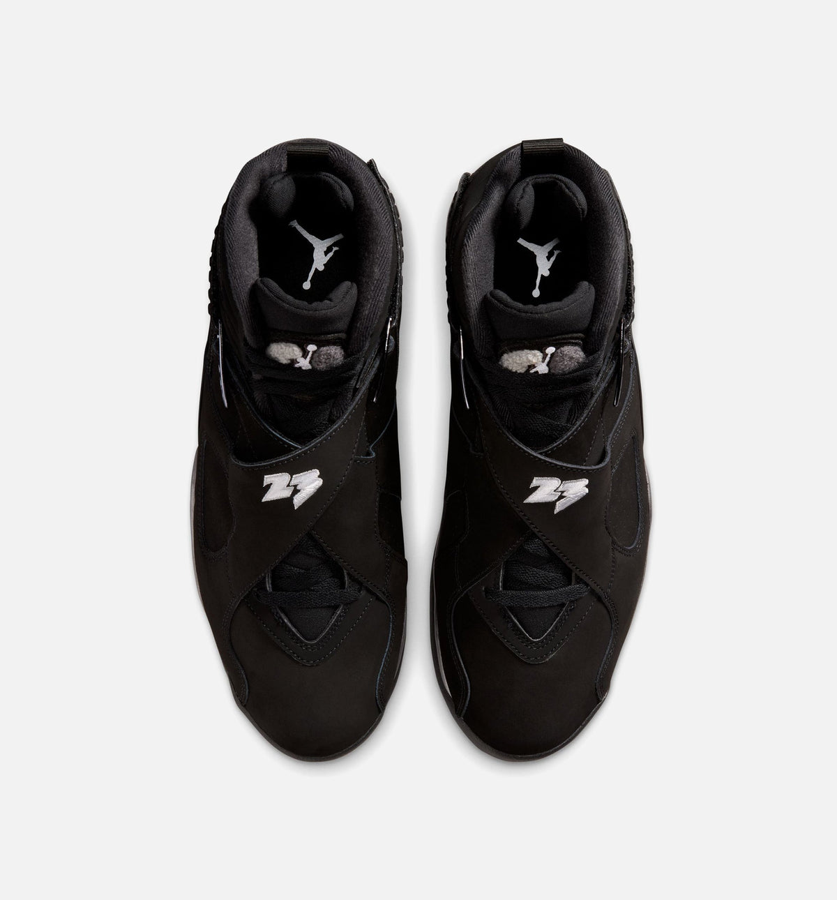 Air Jordan 8 Retro Chrome Black and Light Graphite Men's Sneakers - Black/White/Light Graphite