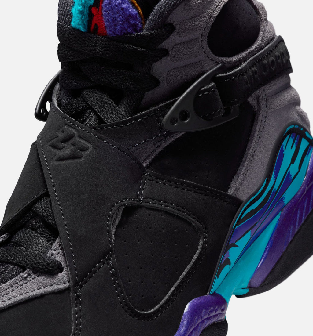 Air Jordan 8 Retro Aqua Grade School Sneakers - Black/Multi Color/Bright Concord