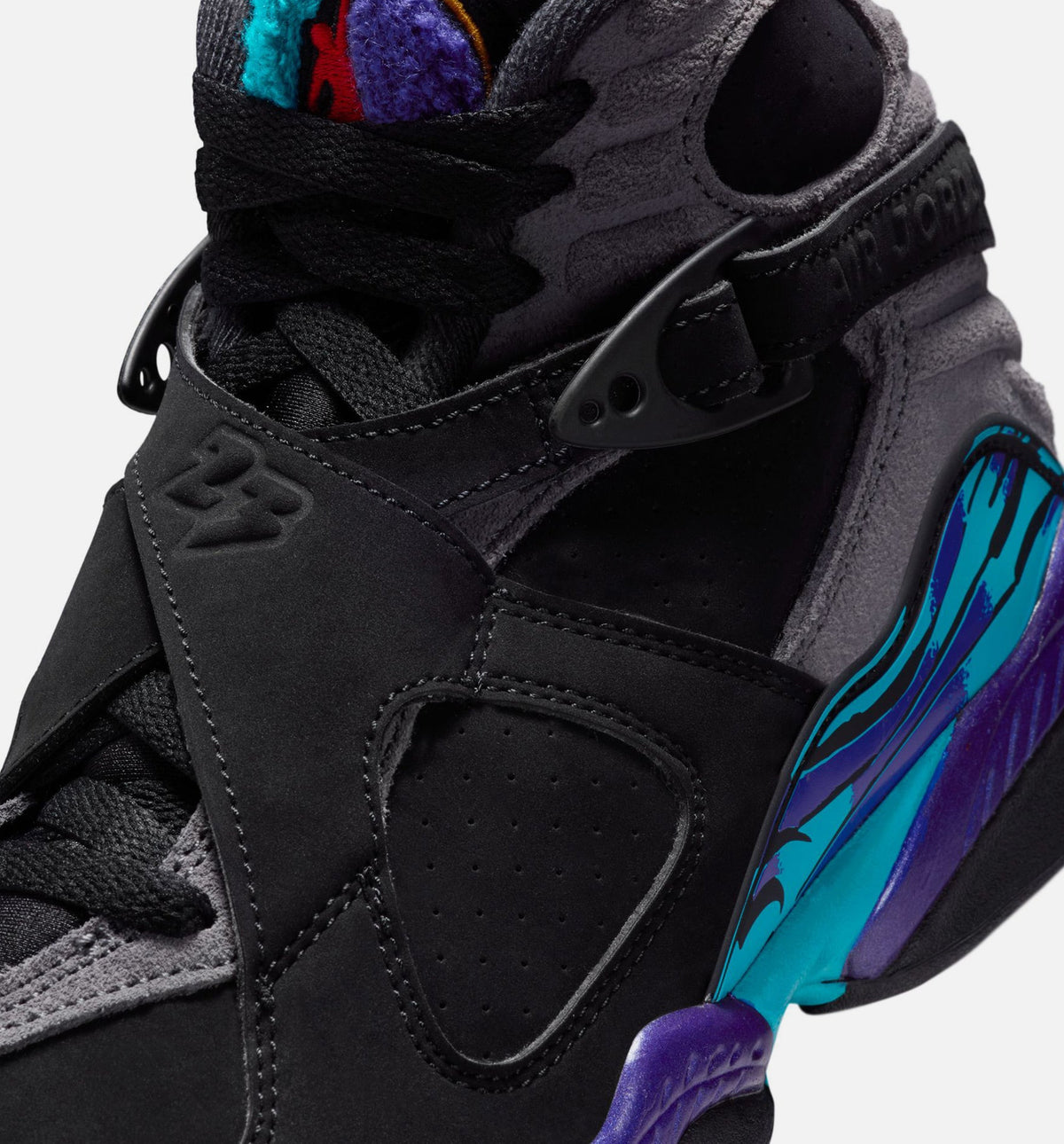 Air Jordan 8 Retro Aqua Grade School Sneakers - Black/Multi Color/Bright Concord