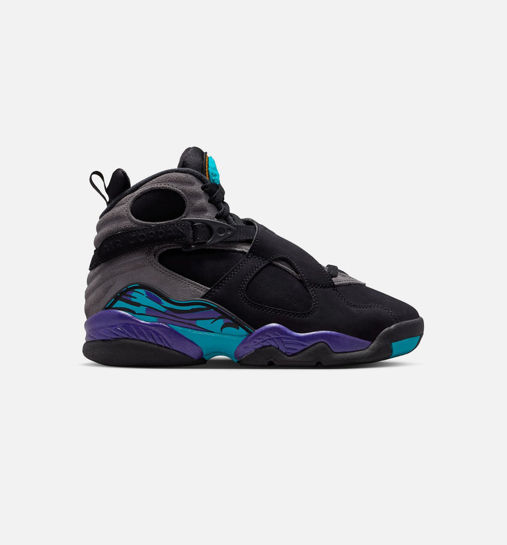 Air Jordan 8 Retro Aqua Grade School Sneakers - Black/Multi Color/Bright Concord
