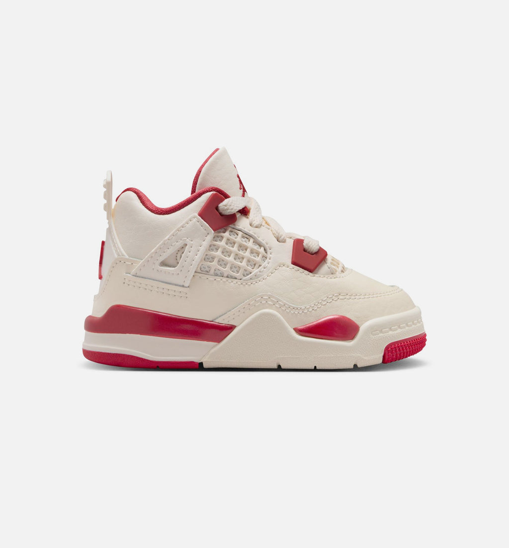 Air Jordan 4 Retro Valentine's Day Infant & Toddler Sneakers - Pale Ivory/Sierra Red/Tough Red