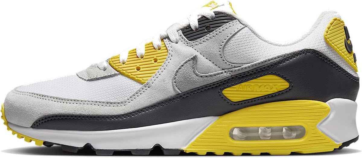Men's Nike Air Max 90 White/LT Smoke Grey-Lightening (DM0029 111)
