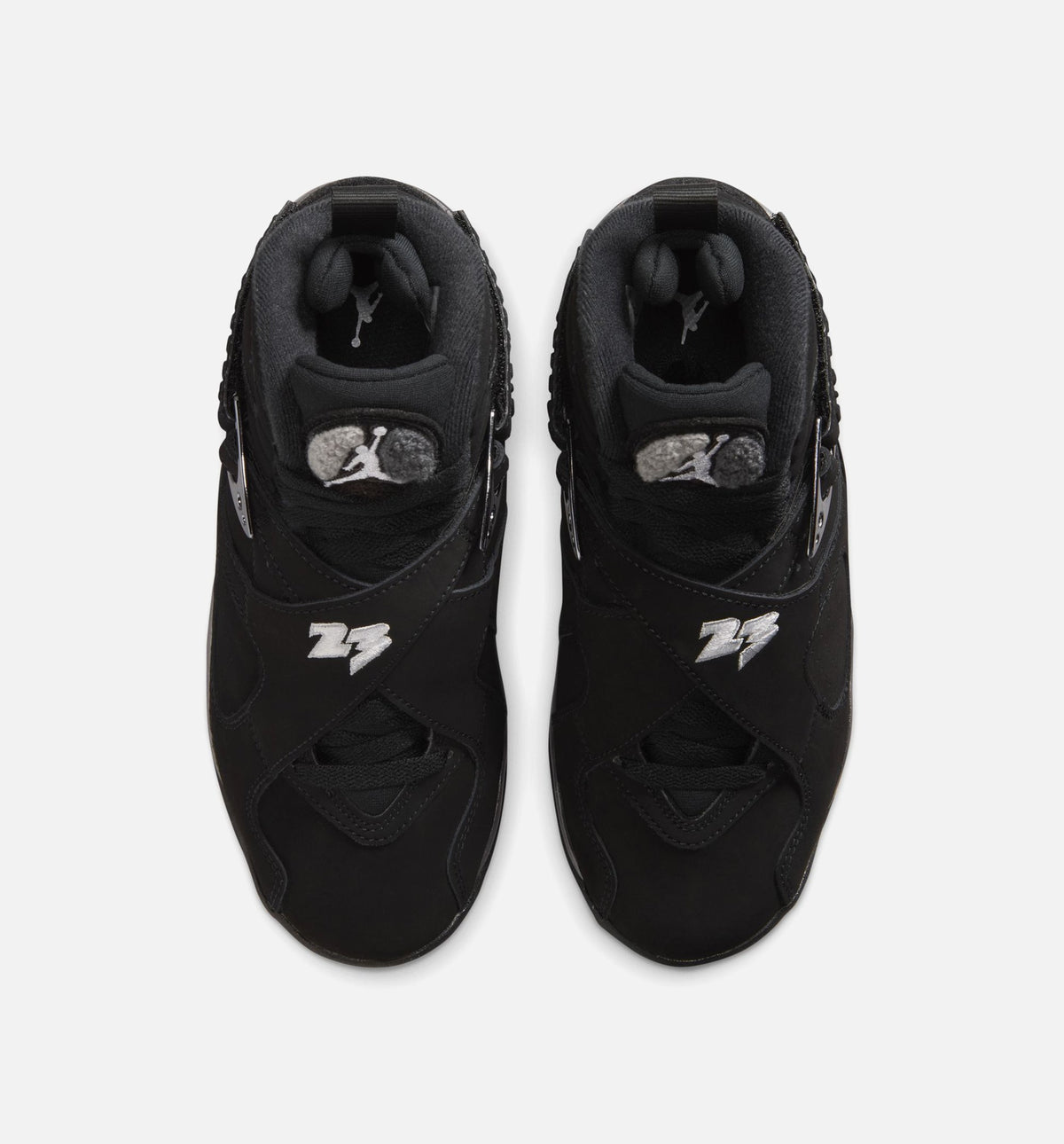 Air Jordan 8 Retro Chrome Black Big Kids' Lifestyle Shoes - Black/White/Light Graphite