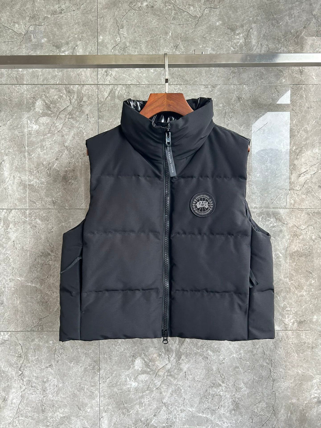 Canada Goose Puffer Vest in Black with Stand Collar