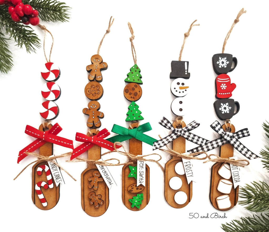 Winter Christmas Tiered Tray Wood Scoop File SVG, Glowforge Bead Garland, LuckyHeartDesignsCo