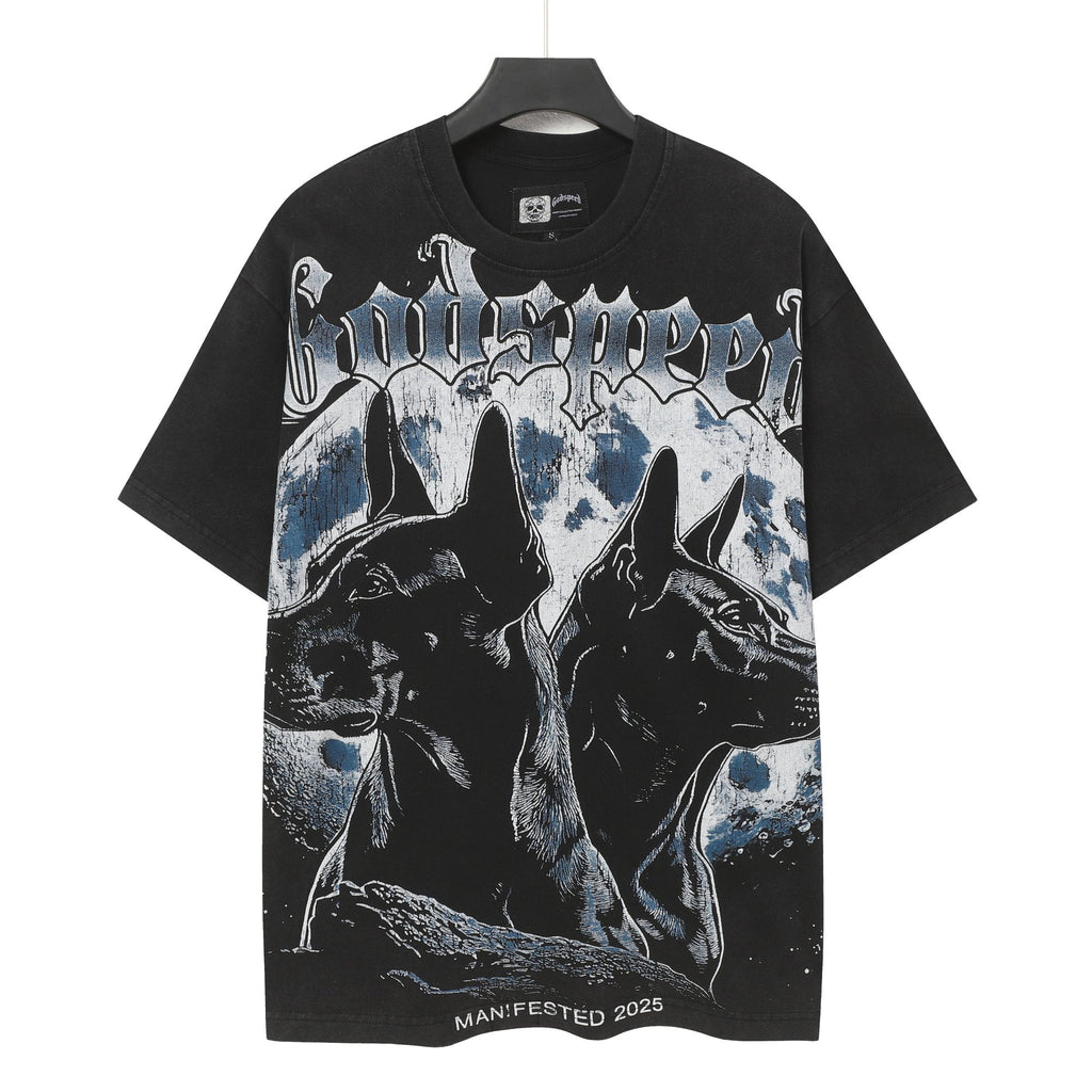 Godspeed Doberman Moon Graphic T-Shirt