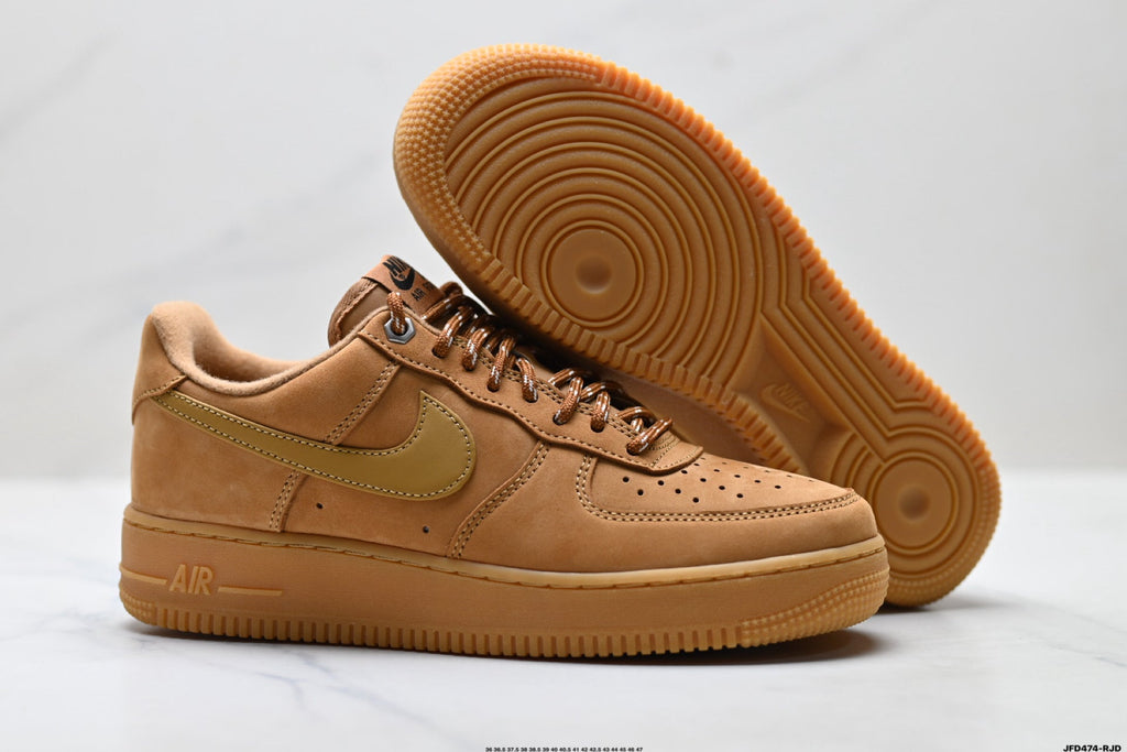 Nike Air Force 1 Low Wheat Tan Gum Unisex Sneakers Style 19