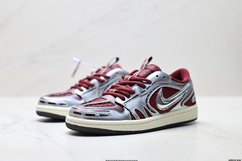 Nike Low-Top Sneakers Burgundy Silver Unisex Collaboration Edition Style 12