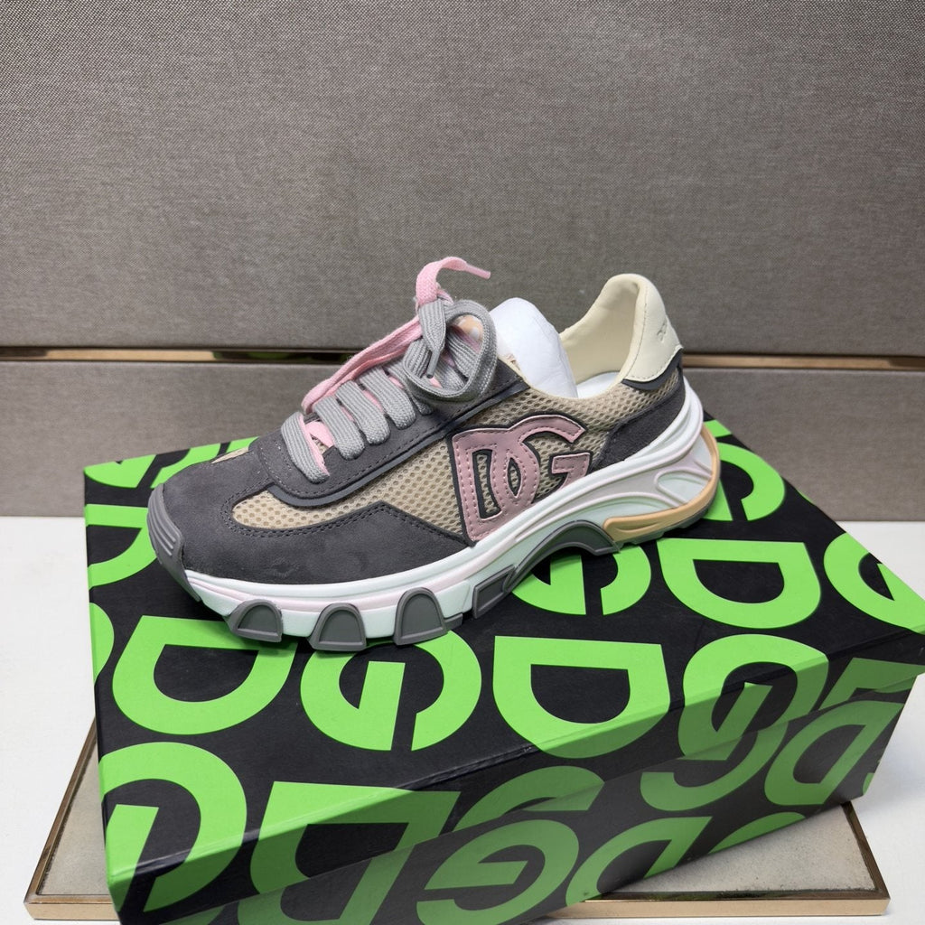Dolce & Gabbana Gray, Cream and Pink Sneakers