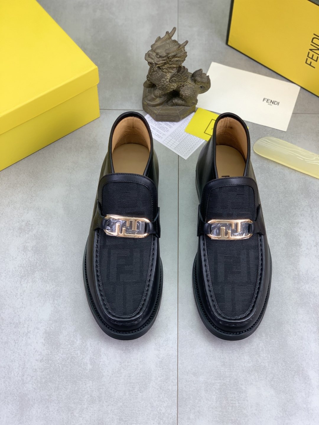 Fendi Black Gold-Tone Detail Ankle Boots