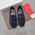 Ferragamo Navy Blue Bit Loafers