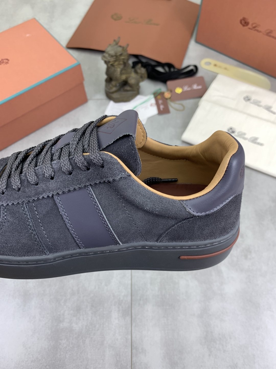 Loro Piana Navy Panel Low-Top Sneakers