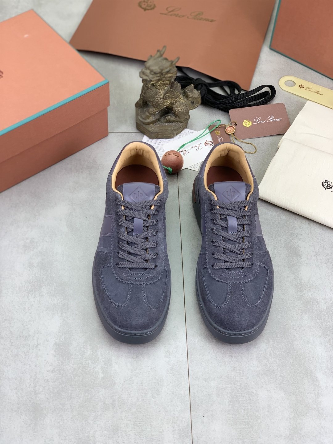 Loro Piana Navy Panel Low-Top Sneakers
