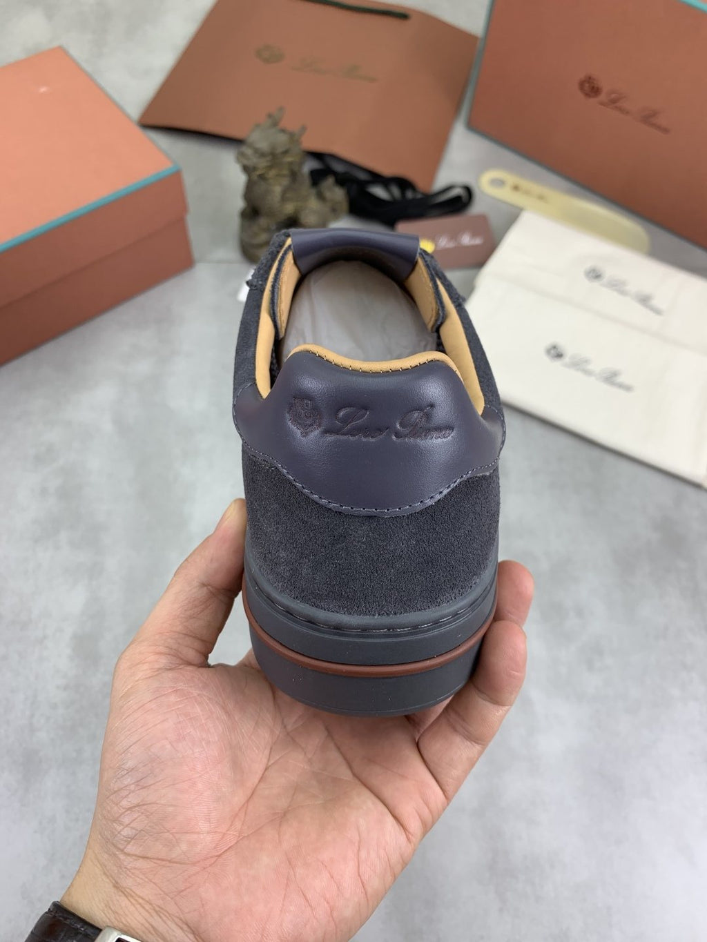 Loro Piana Navy Panel Low-Top Sneakers