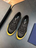 Prada Men's Black Yellow-Sole Sneakers