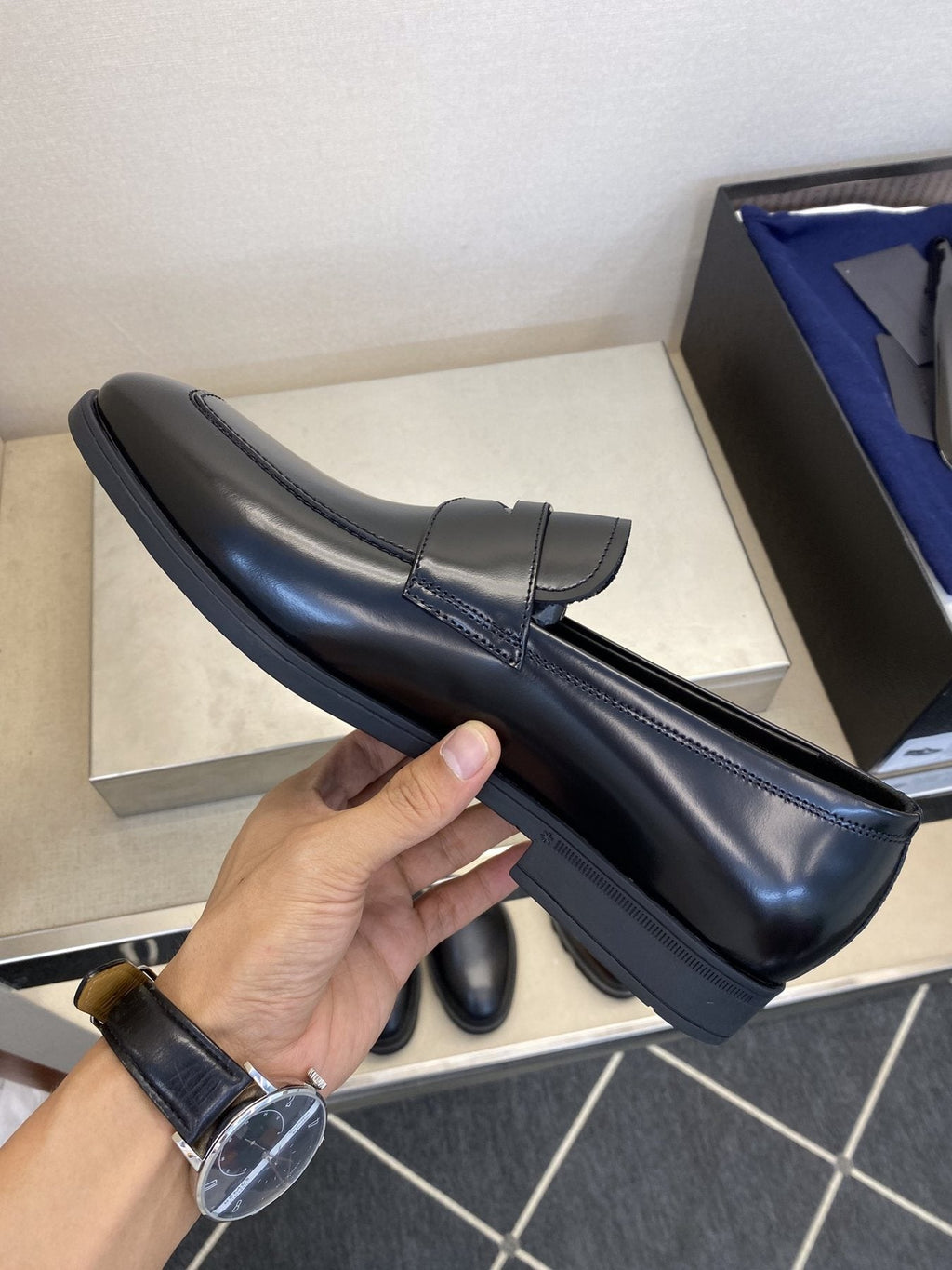Prada Black Leather Loafers