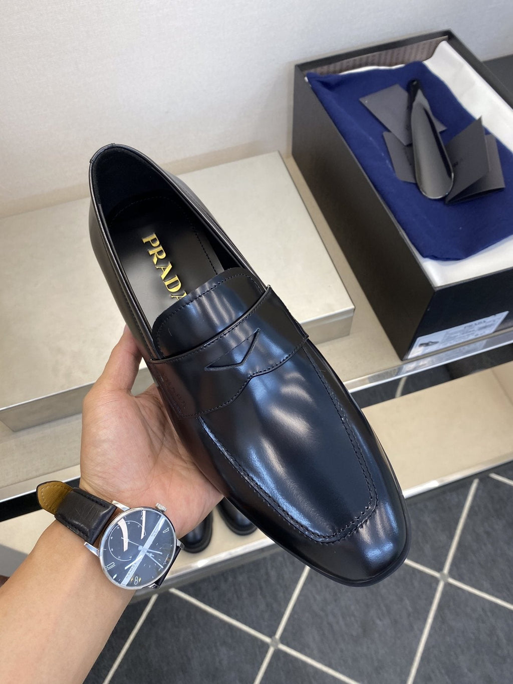 Prada Black Leather Loafers