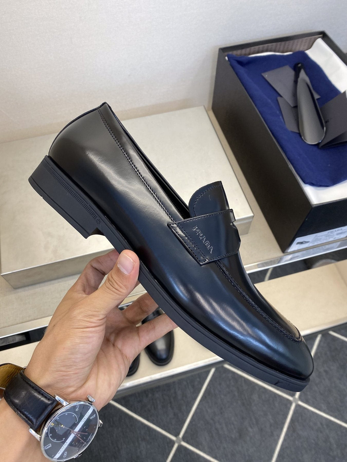 Prada Black Leather Loafers