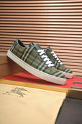 Burberry Olive Plaid Low-Top Sneakers