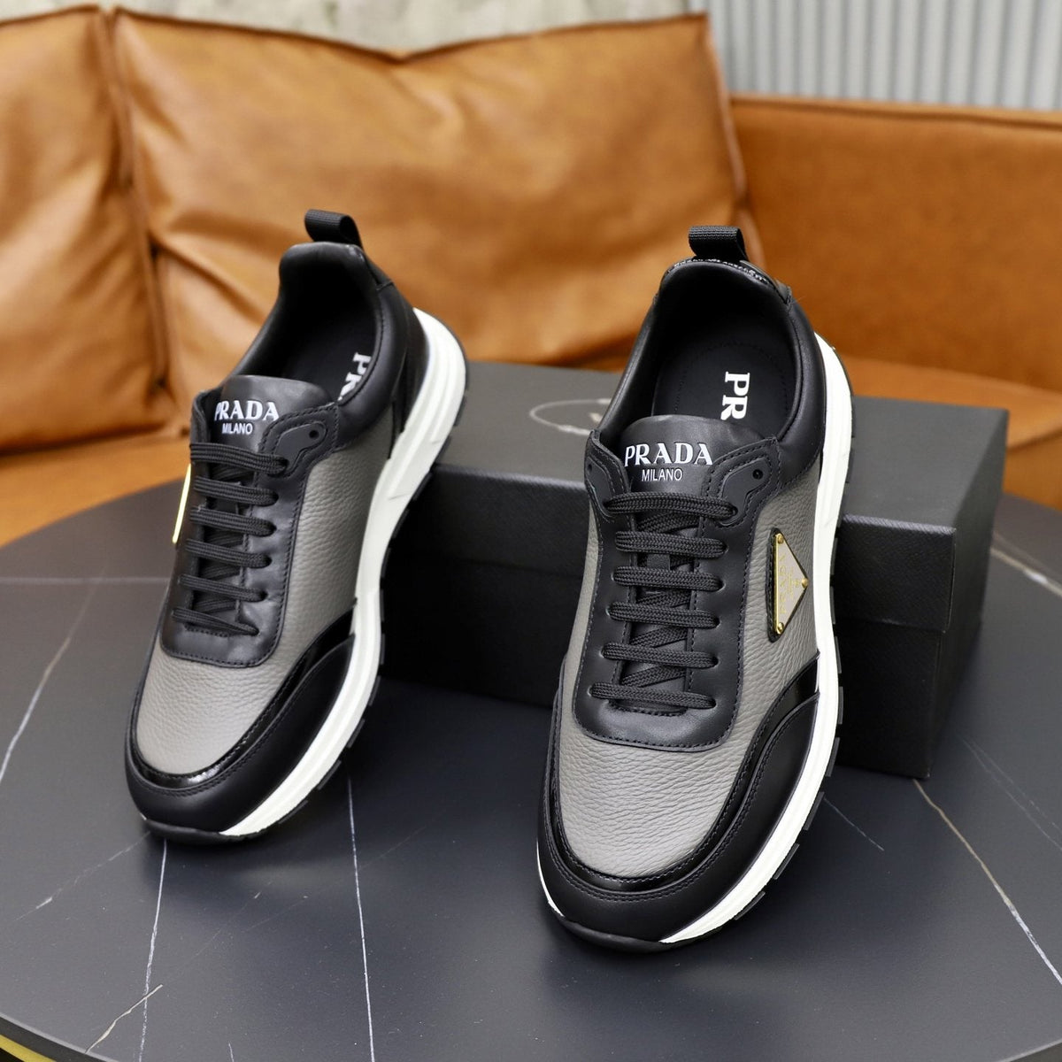 Prada Men's Paneled Lace-Up Sneakers