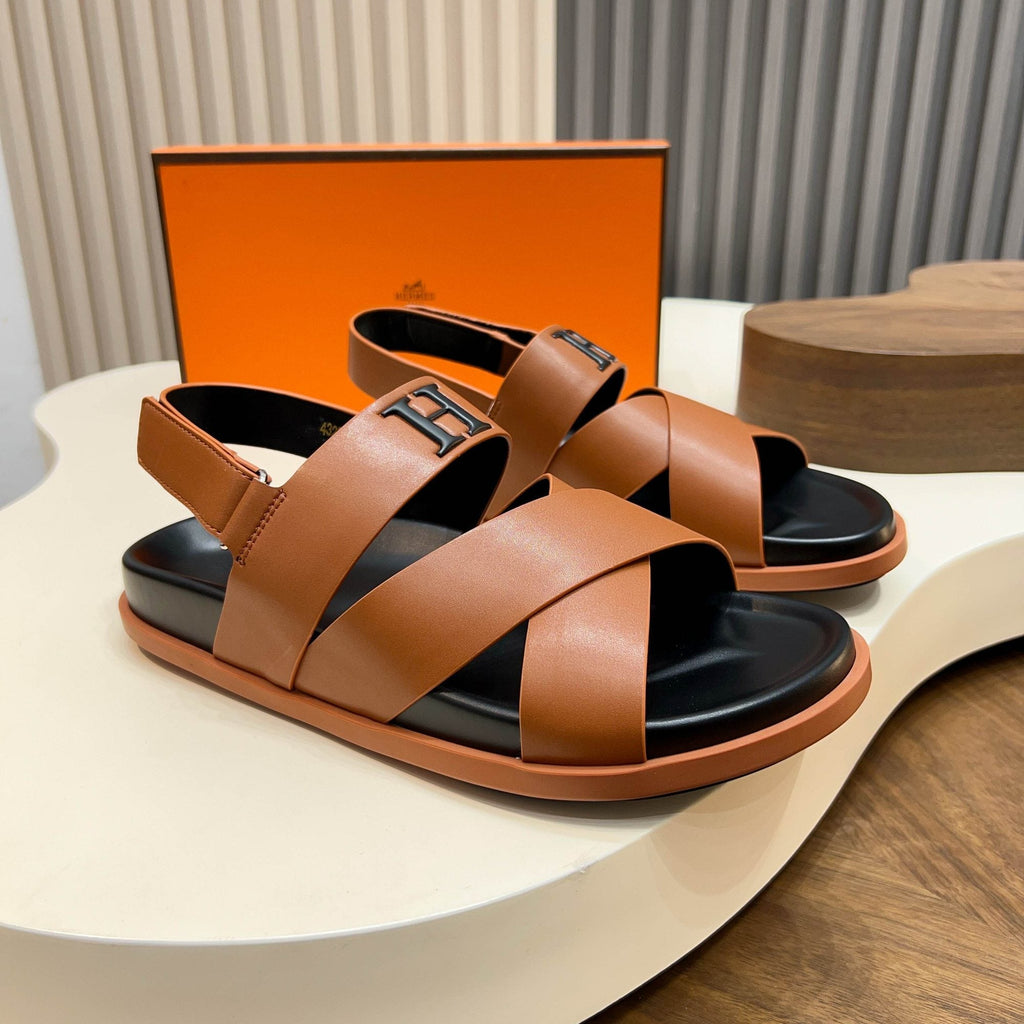 Hermès Men's Cross-Strap Slingback Sandals