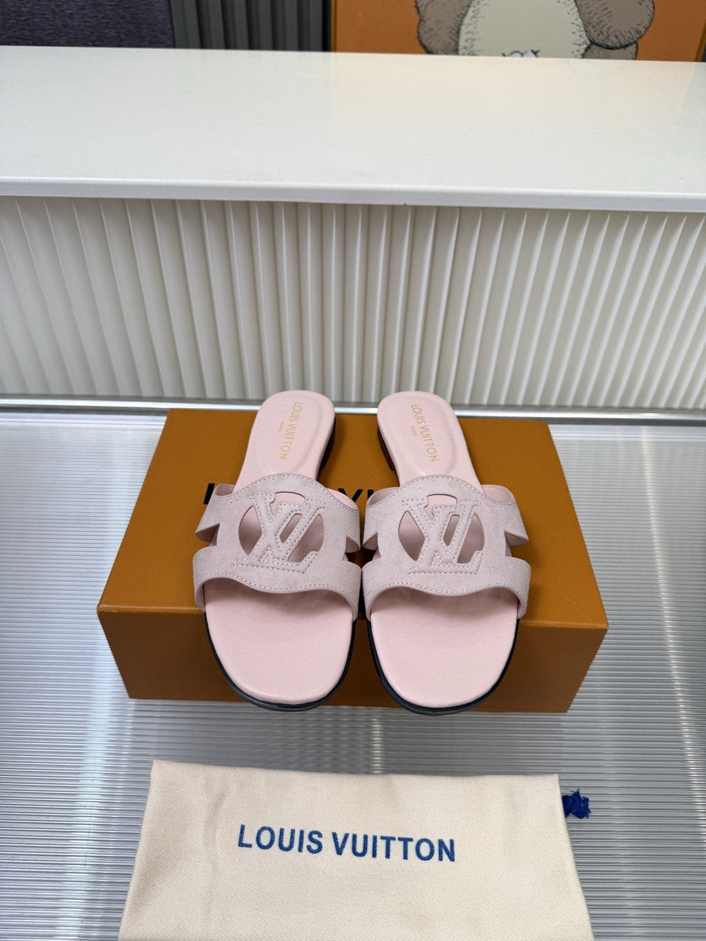 Louis Vuitton Cutout Logo Slide Sandals