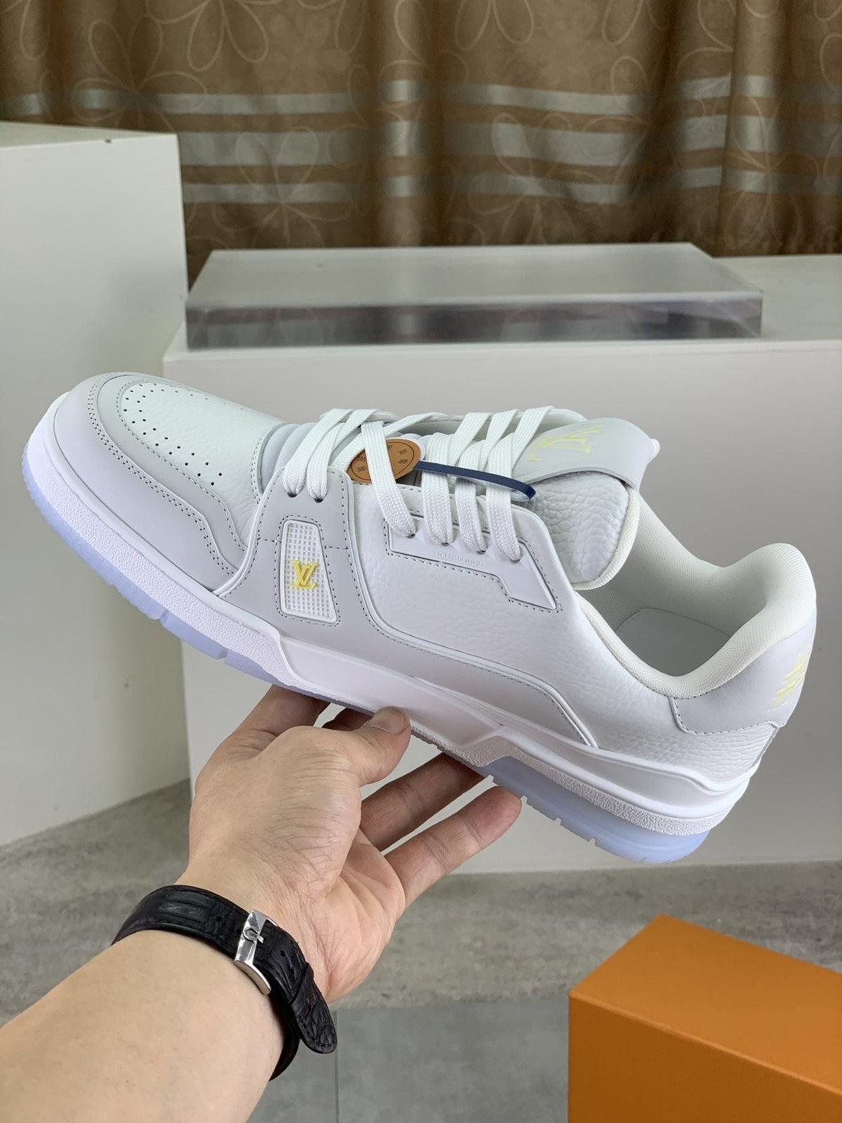 Louis Vuitton Floral Low-Top Sneakers - White, Gray & Yellow