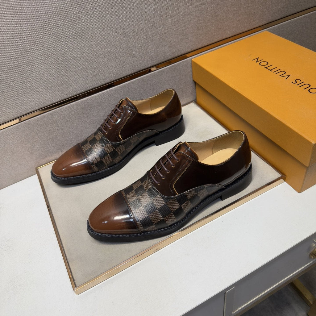 Louis Vuitton Check-Panel Lace-Up Dress Shoes