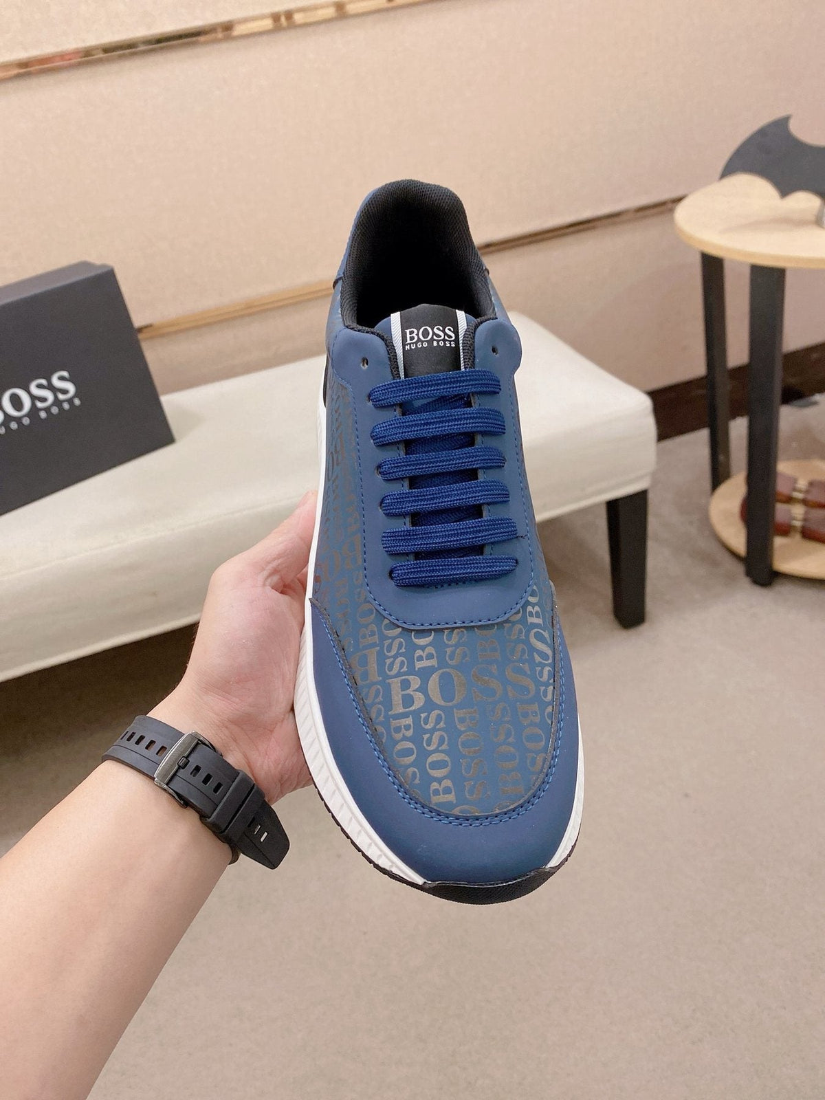 BOSS Men's Textured Low-Top Sneakers