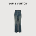 Louis Vuitton LV Leather Back Pocket Straight-Leg Jeans
