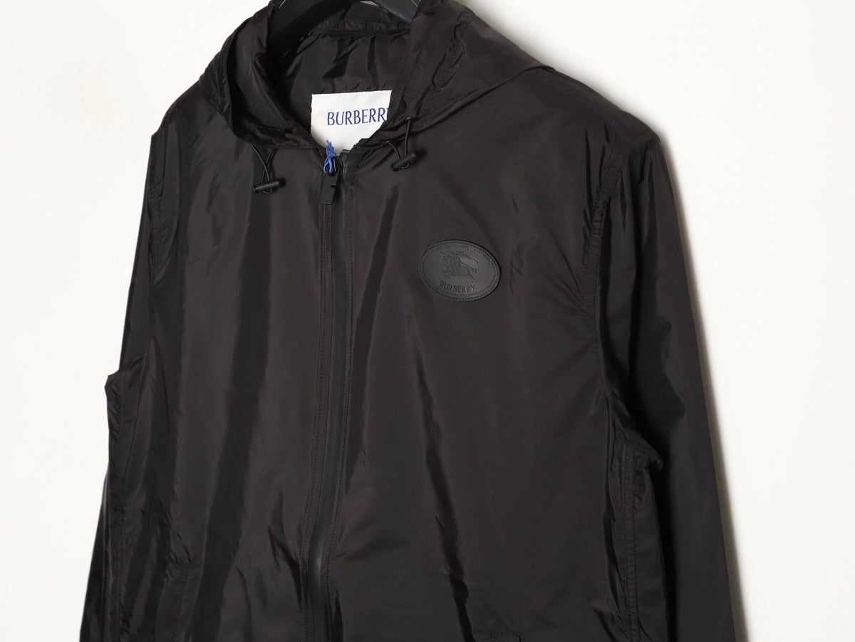 Burberry Equestrian Emblem Hooded Zip Jacket - Black