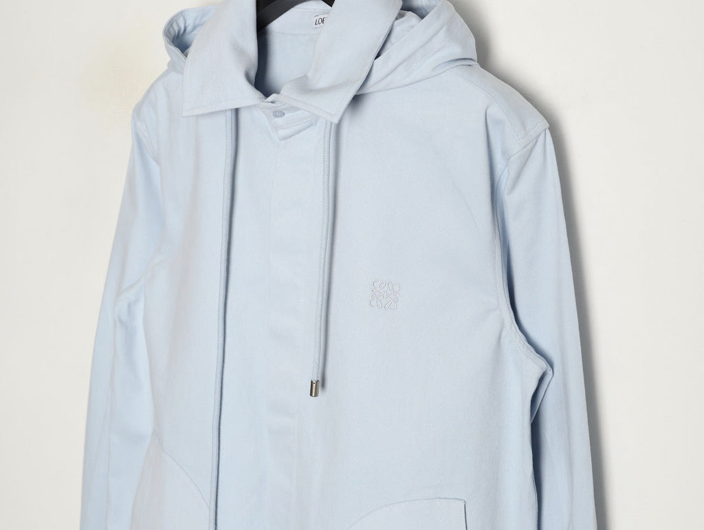 LOEWE Pale Blue Cotton Hooded Long-Sleeve Shirt Jacket