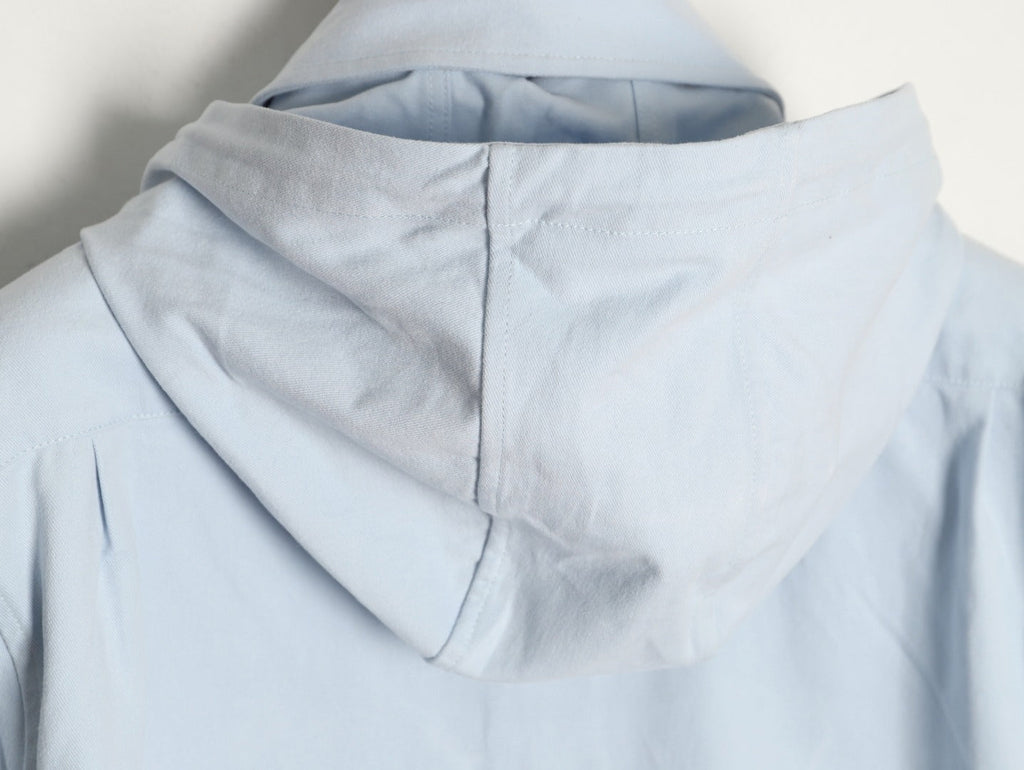 LOEWE Pale Blue Cotton Hooded Long-Sleeve Shirt Jacket