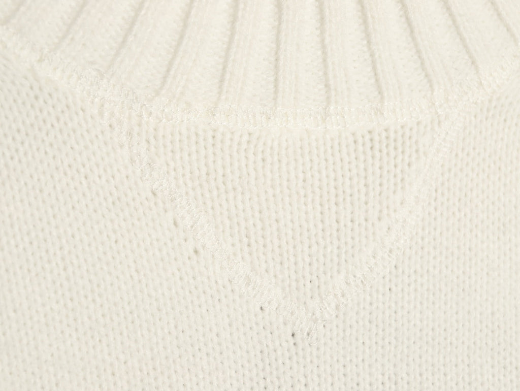 Prada Milano Logo Crewneck Knit Sweater - Cream